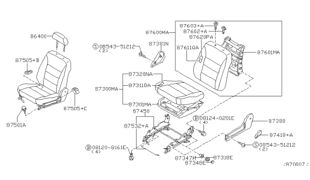 2005 Nissan Sentra Cushion Assembly - Front Seat Diagram for 87350-ZG114