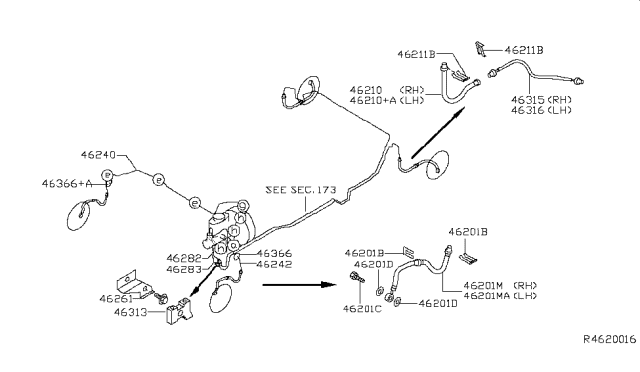 2000 Nissan Sentra Brake Piping & Control Diagram 5