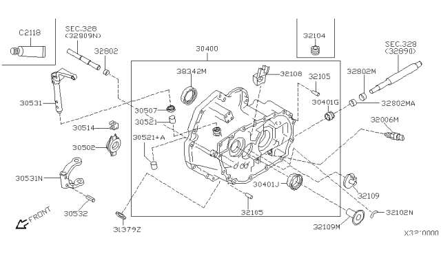 2000 Nissan Sentra Transmission Case & Clutch Release Diagram 1