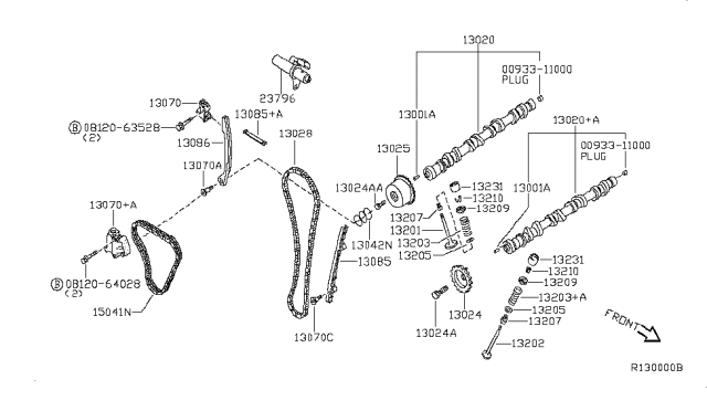 2006 Nissan Sentra Tensioner Assy-Chain Diagram for 13070-AU000