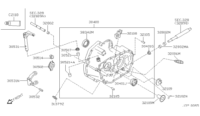 2001 Nissan Sentra Transmission Case & Clutch Release Diagram 4