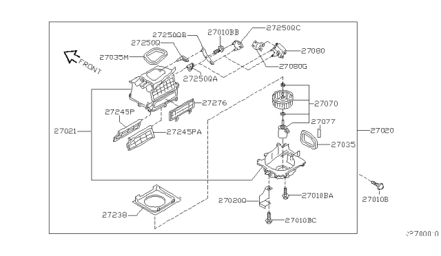 2002 Nissan Sentra Blower Assy-Front Diagram for 27200-5M000