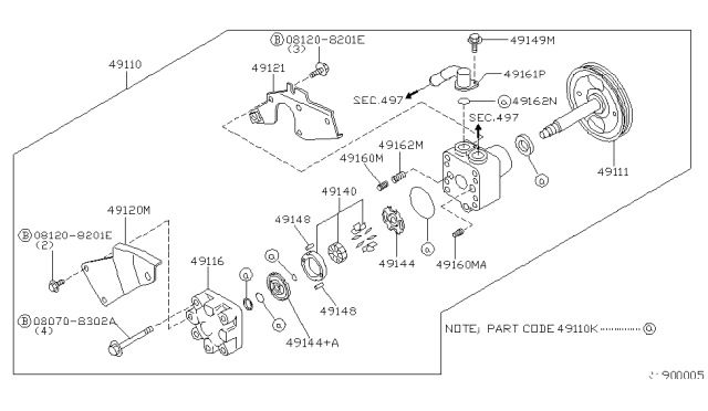 2002 Nissan Sentra Valve Assembly-Flow Control Diagram for 49168-4M800