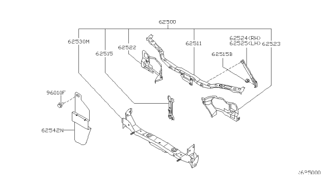 2004 Nissan Sentra Front Apron & Radiator Core Support Diagram 1