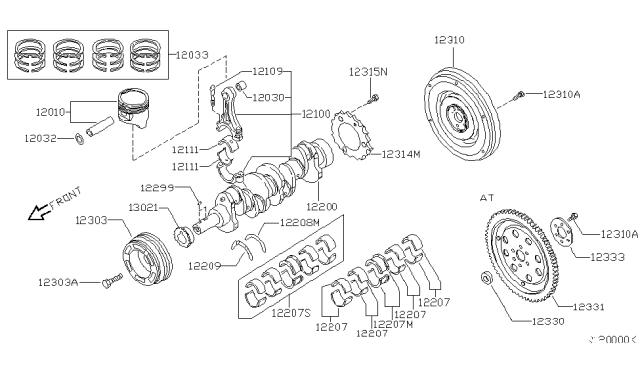 2002 Nissan Sentra Piston,Crankshaft & Flywheel Diagram 2