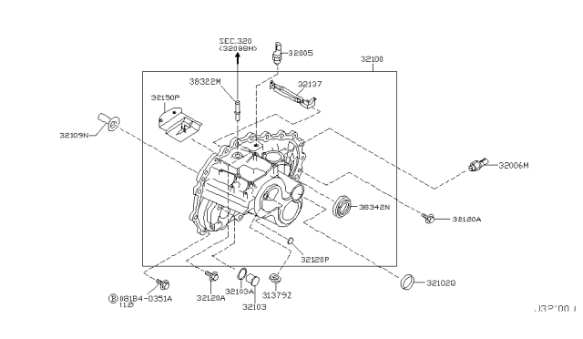 2002 Nissan Sentra Case Assy-Transmission Diagram for 32100-6J010