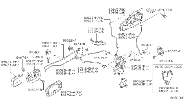 2006 Nissan Sentra Front Door Outside Handle Assembly, Right Diagram for 80606-6Z600