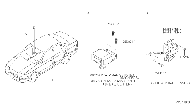 2002 Nissan Sentra Sensor-Side AIRBAG, RH Diagram for 98830-4Z025