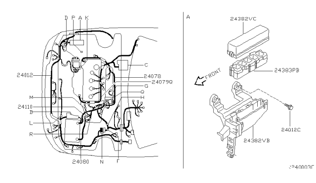 2004 Nissan Sentra Harness Assy-Engine Room Sub Diagram for 24079-8U300