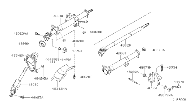 2006 Nissan Sentra Joint Assembly-Steering,Lower Diagram for 48080-4Z700