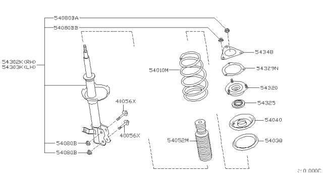 2001 Nissan Sentra Strut Kit-Front Suspension,LH Diagram for 54303-4Z085