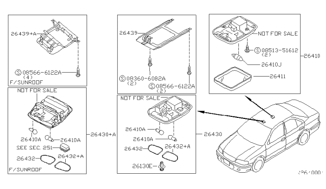 2000 Nissan Sentra Lamp Assembly Map Diagram for 26430-5M060