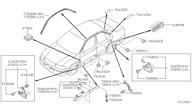 2002 Nissan Sentra Body Side Fitting Diagram 3