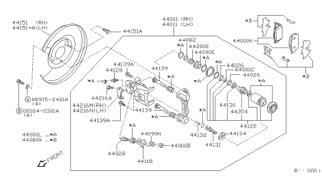 2002 Nissan Sentra Guide-Adjust Cable,LH Diagram for 44196-0N600