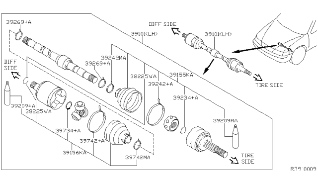 2001 Nissan Sentra Grease Seal Diagram for C9709-AN020
