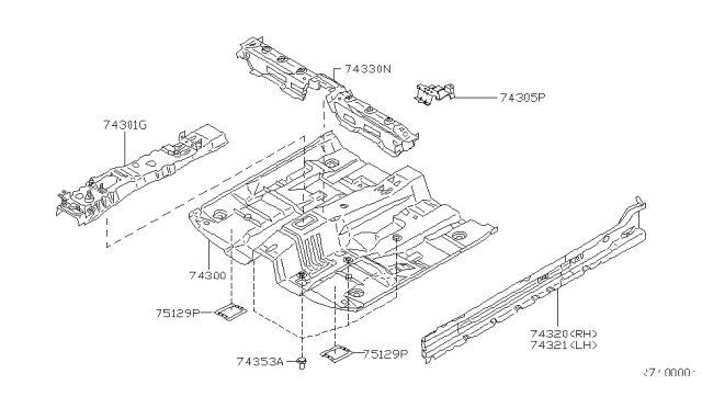2001 Nissan Sentra Floor Assy-Front Diagram for 74312-4Z430