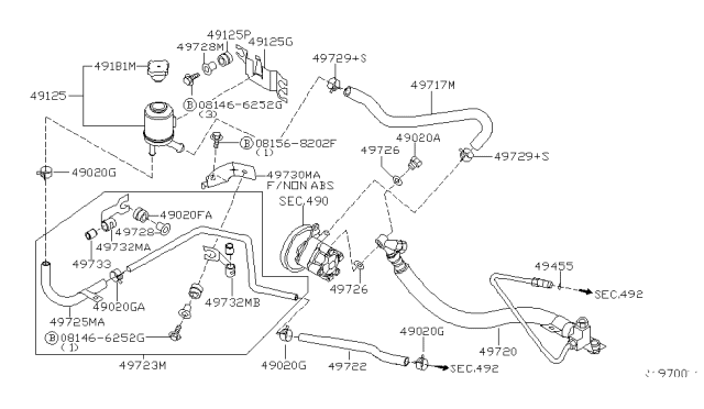 2005 Nissan Sentra Hose Control Valve Diagram for 49720-4Z810