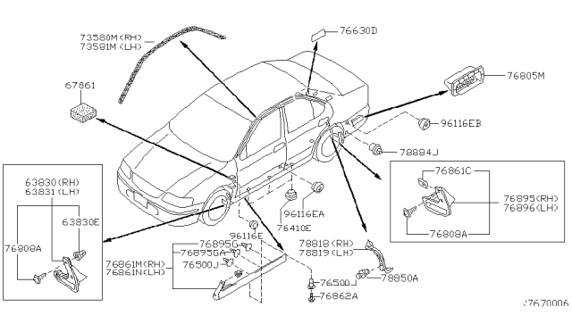 2000 Nissan Sentra Body Side Fitting Diagram