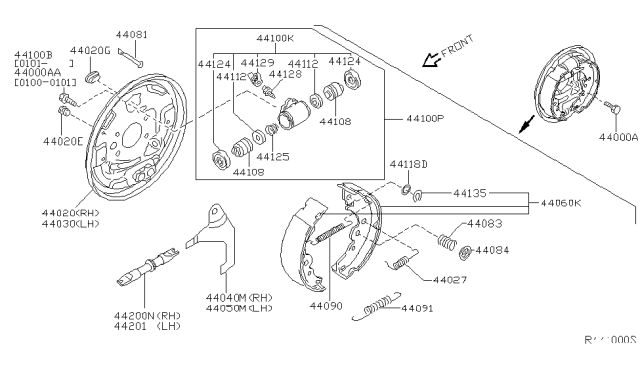 2002 Nissan Sentra Pin-Anti Shoe Rattle Diagram for 44081-25Y10