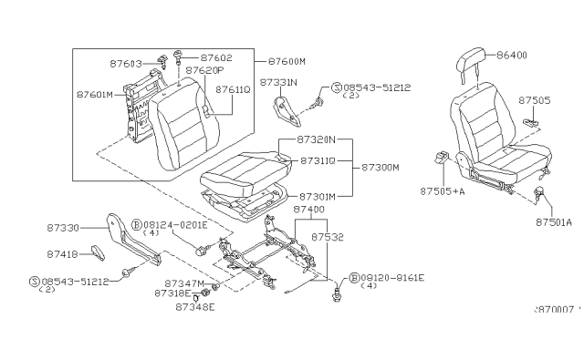 2004 Nissan Sentra Cushion Assy-Front Seat Diagram for 87300-6Z514
