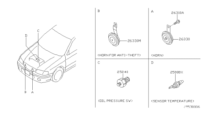 2001 Nissan Sentra Horn Assy-Electric Low Diagram for 25620-5M000