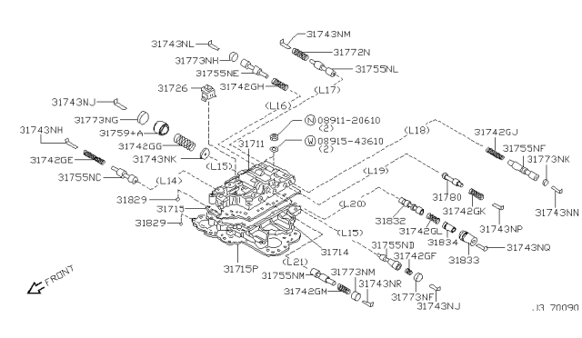 2005 Nissan Sentra Plate-Separator Diagram for 31719-3AX10