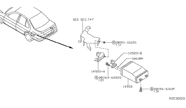 2002 Nissan Sentra CANISTER Assembly-EVAPORATION Diagram for 14950-8U310