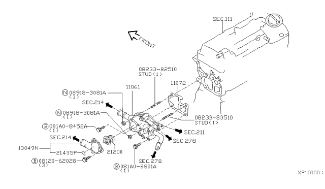 2004 Nissan Sentra Water Pump, Cooling Fan & Thermostat Diagram 1