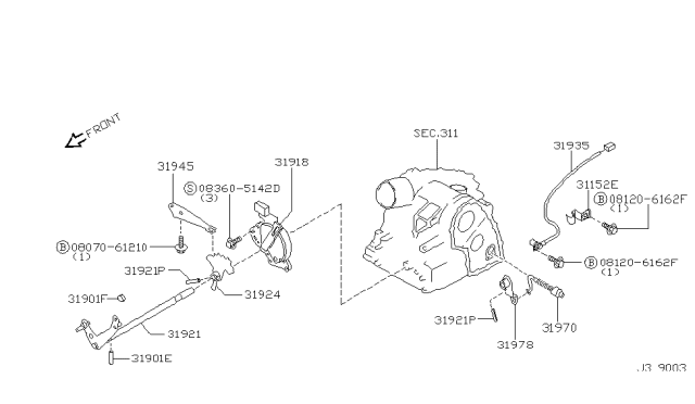 2005 Nissan Sentra Sensor Assembly-Revolution Diagram for 31935-3AX0A
