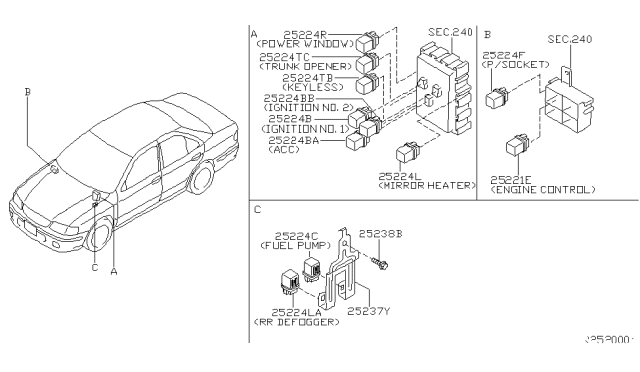 2002 Nissan Sentra Bracket-Relay Diagram for 25238-4M401