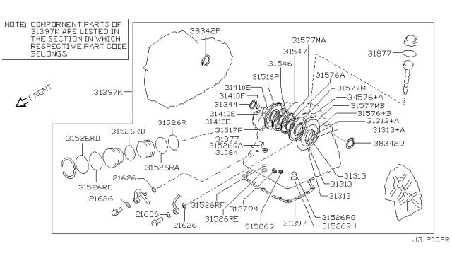 2001 Nissan Sentra Gasket & Seal Kit-Auto Transmission Diagram for 31397-8AX25