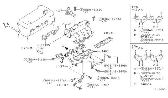 2004 Nissan Sentra Support-Manifold Diagram for 14018-F4601