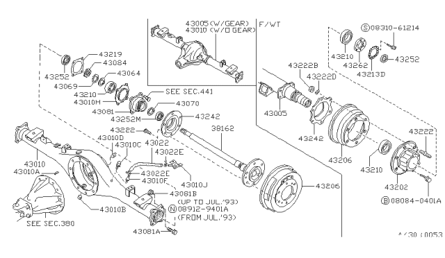 1992 Nissan Hardbody Pickup (D21) Rear Axle Diagram