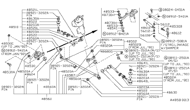1990 Nissan Hardbody Pickup (D21) Steering Linkage Diagram 1