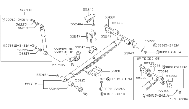 1990 Nissan Hardbody Pickup (D21) Rear Suspension Diagram 2