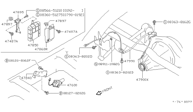 1993 Nissan Hardbody Pickup (D21) Anti Skid Control Diagram