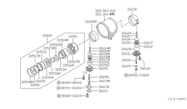 1987 Nissan Hardbody Pickup (D21) Band Assembly Brake Diagram for 31630-X0110