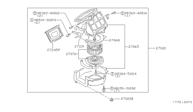1994 Nissan Hardbody Pickup (D21) Heater & Blower Unit Diagram 1