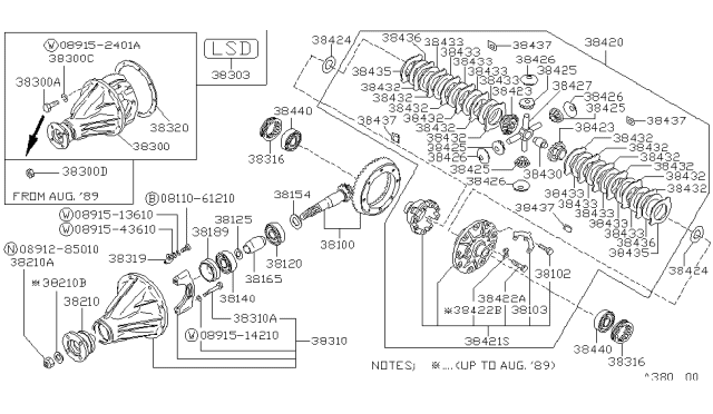 1989 Nissan Hardbody Pickup (D21) Case Set Differential Diagram for 38421-C6027