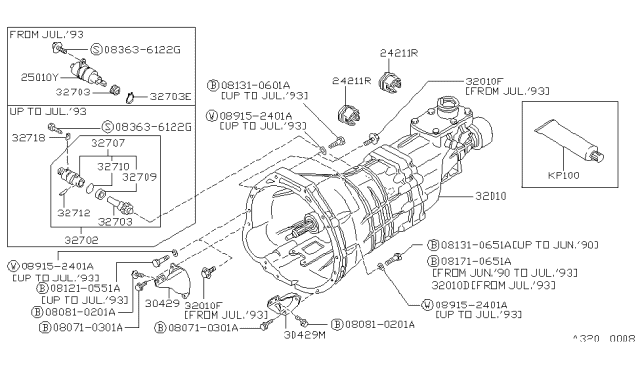 1994 Nissan Hardbody Pickup (D21) Manual Transmission, Transaxle & Fitting Diagram 3
