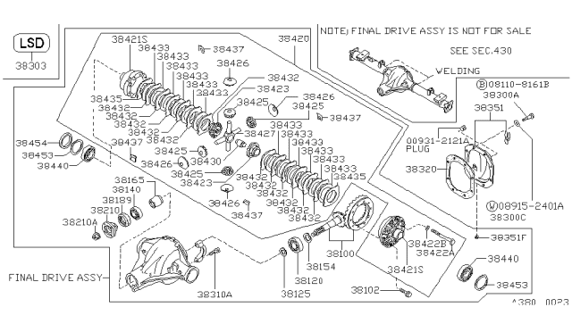 1992 Nissan Hardbody Pickup (D21) Shim-Adjust,Side Bearing Diagram for 38453-61203
