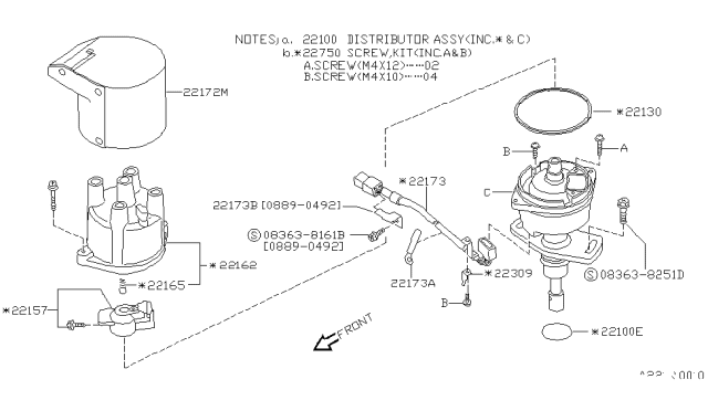 1993 Nissan Hardbody Pickup (D21) Distributor & Ignition Timing Sensor Diagram 2