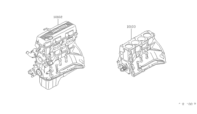 1993 Nissan Hardbody Pickup (D21) Bare & Short Engine Diagram 1