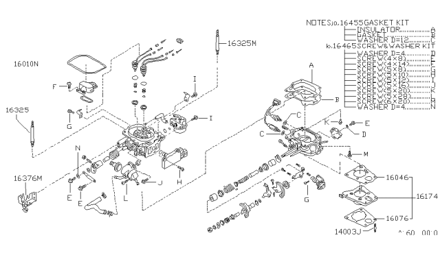 1987 Nissan Hardbody Pickup (D21) Gasket-Kit Diagram for 16455-12G00