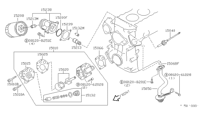 1994 Nissan Hardbody Pickup (D21) Oil Strainer Assembly Diagram for 15050-86G00