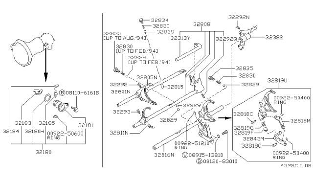 1991 Nissan Hardbody Pickup (D21) Transmission Shift Control Diagram 11