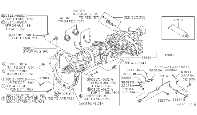 1990 Nissan Hardbody Pickup (D21) Manual Transmission, Transaxle & Fitting Diagram 2