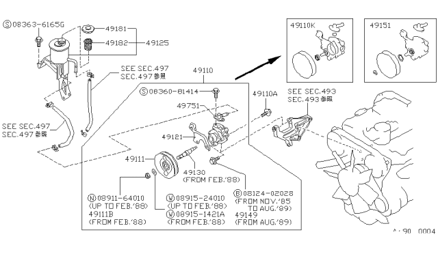 1992 Nissan Hardbody Pickup (D21) Power Steering Pump Diagram 2