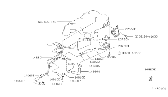 1992 Nissan Hardbody Pickup (D21) Secondary Air System Diagram 2