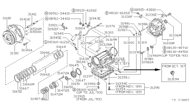 1993 Nissan Hardbody Pickup (D21) Seal-Oil Rear Extension Diagram for 31336-X6901